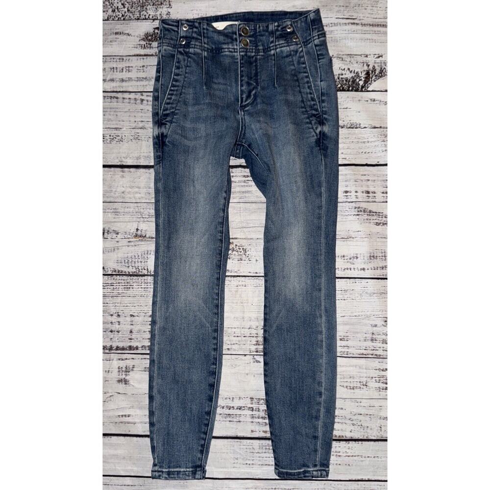 Anthropologie Pilcro Darted High Rise Skinny Jeans 24P Blue Denim $128